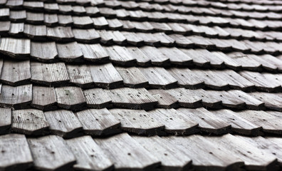 Old wooden shingle roof