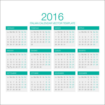 Italian Calendar Vector 2016