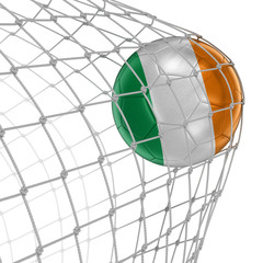 Irish soccerball in net. Image with clipping path
