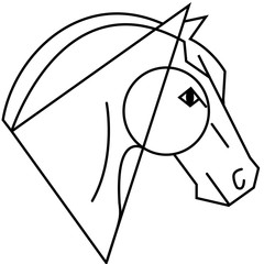 Dieser minimalistische Pferdekopf eignet sich als Logo und Werbemittel für sämtliche Reitsportveranstaltungen und Treffen von Pferdebesitzern.