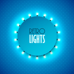 Retro banner with shining lights. Vector illustration.