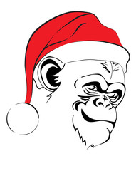 head of the evil monkey in Santa hats