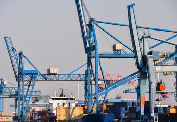 sea cargo port large cranes