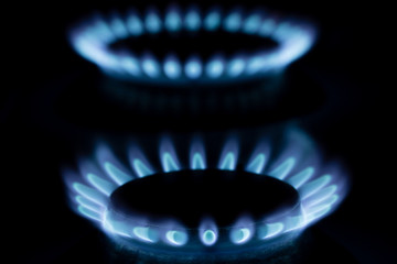 Natural gas burner on stove