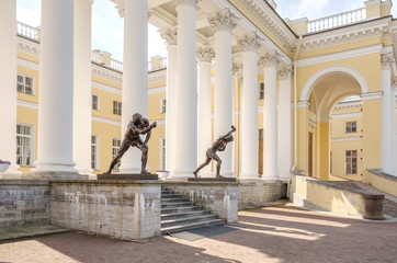 The colonnade of Alexander Palace  in Alexander Park, Pushkin (Tsarskoye Selo). Russia.