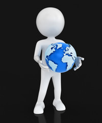Man with globe. Image with clipping path