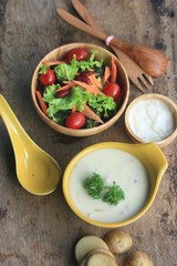 soup with vegetable salad