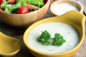 soup with vegetable salad