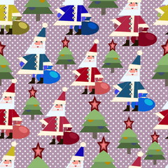 Fototapeta na wymiar seamless background Christmas tree and Santa Claus