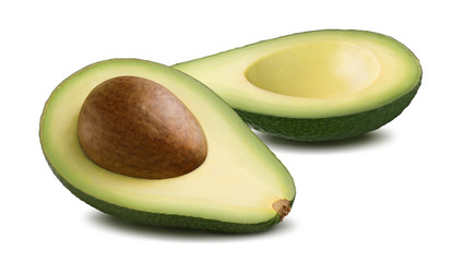 Horizontal avocado cut half isolated on white background © yggdrasil