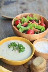 soup with vegetable salad