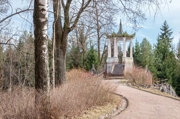 The gazebo of mound Large Caprices (1772-1774) in the Alexander Park, Tsarskoye Selo. Russia.