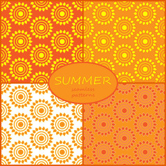 Set of Retro Seamless pattern with sun. Vector illustration.