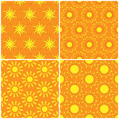 Set of Retro Seamless pattern with sun. Vector illustration.