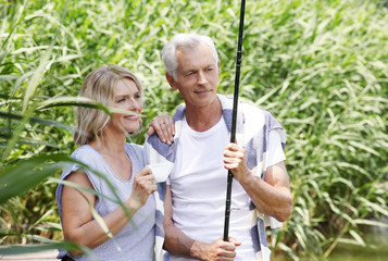 Senior couple relaxing outdoor