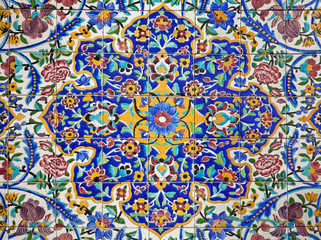 Colorful Flower Design Painted on Tiles
