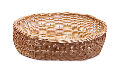 Wicker basket isolated on white background