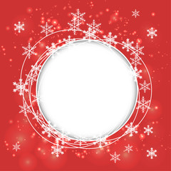 Christmas Red Background with Snowflakes