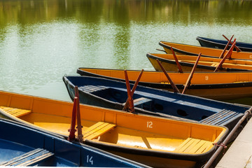 Color boats on the lake