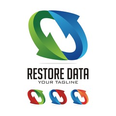 Recycle symbol or sign of arrow refresh, reload, rotation, packaging, loop sphere logo. Vector illustration design elements.