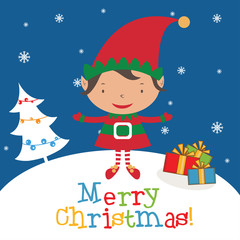 Christmas Elf Card template. Vector