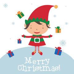 Christmas Elf Card template. Vector