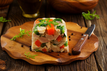 Terrine potofe pork and vegetables.