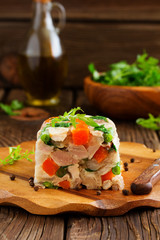 Terrine potofe pork and vegetables.