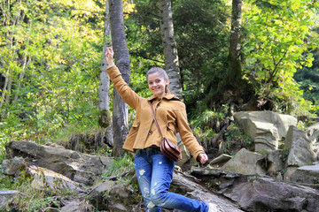 funny girl in nature