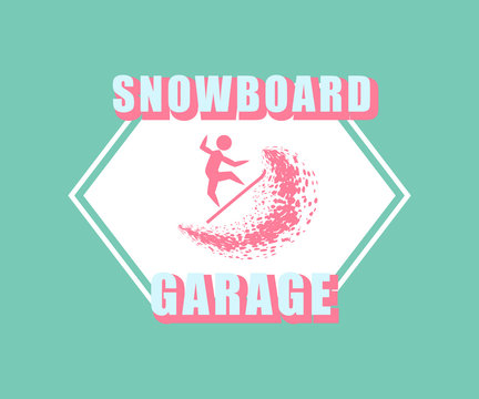 Snowboarding typography icon, logotype and badge