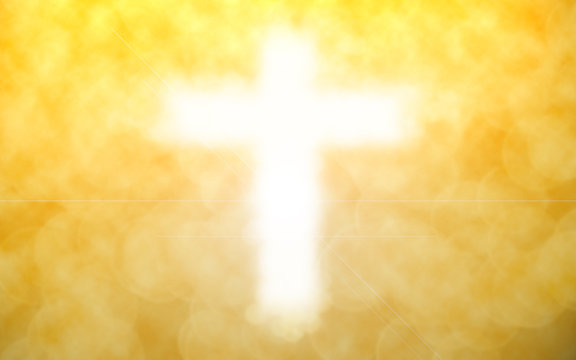 Abstract cross on circle gold background as Christianity.