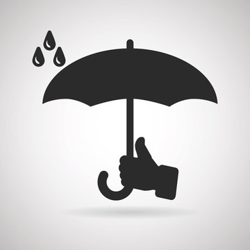 Vector illustration of classic elegant opened umbrella in man's hand
