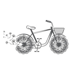 Concept illustration bike with dandelion. Vector