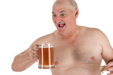 portrait adult man with a beer in hand