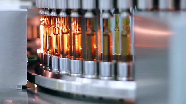 Medical Ampules on the Production Line - Automated Production of Medicines 