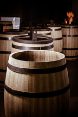 Fototapeta premium Barrel Making in Bordeaux Wineyard