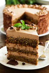 Coffee cake with chocolate.