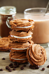 Chocolate homemade cookies with a marshmallow.