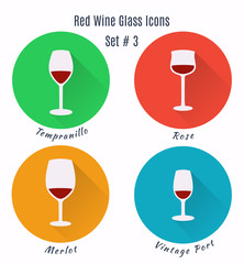 Set of vector icons. Variation of detailed hand drawn wine glass