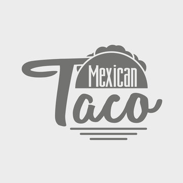 Taco icon or logo concept. Vector dark grey icon on light grey background.