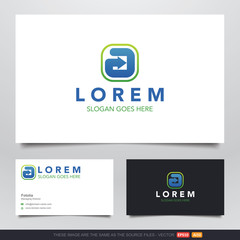 Arrow Letter A Rounded App Logo and Business Card Design