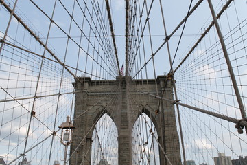Obraz premium La rete ... il ponte di Brooklyn vista da una rete