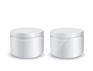 Close up of beauty cream container on white background