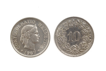 Naklejka premium 10 Switzerland helvetica Coin