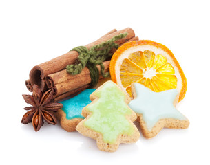 Christmas gingerbread cookies and spices
