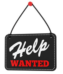 Obraz na płótnie Canvas render of a help wanted sign, isolated on white