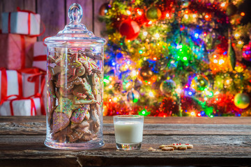 Tasty and sweet cookies with milk