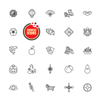 Chinese New Year Icon Vector Set