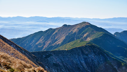 The fascinating landscape of the arc ridge high in the mountains