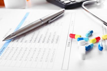 Doctor workplace close up